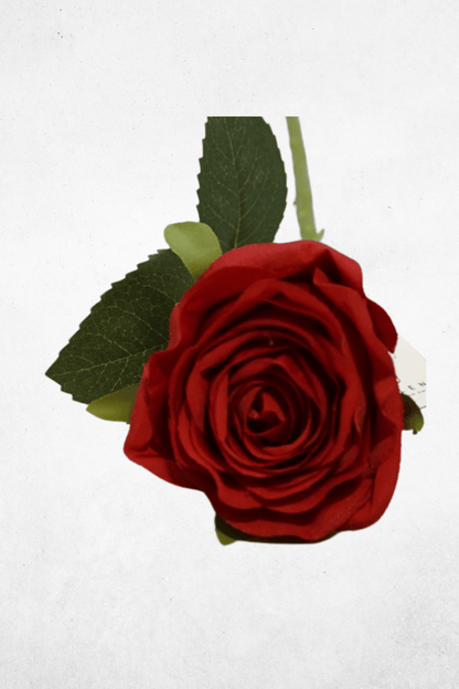 Kunstblume Rose - 50cm - Cremeweiß/Rot - Kunstrose für Tischdeko & Hochzeitsgestecke