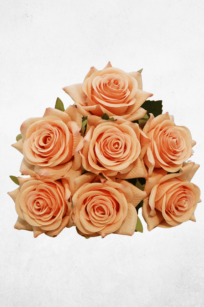 Kunstblume Rose - 35 cm - Cremeweiß/Aprikose - Kunstrose für Tischdeko & Hochzeitsgestecke