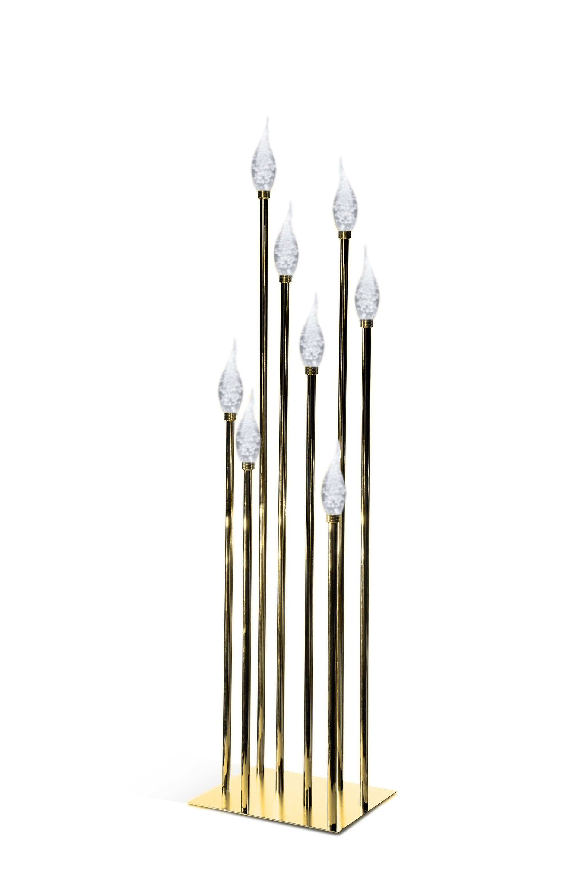 8-köpfig LED Kerzenständer Gold aus Metall – flammenlose Dekoration