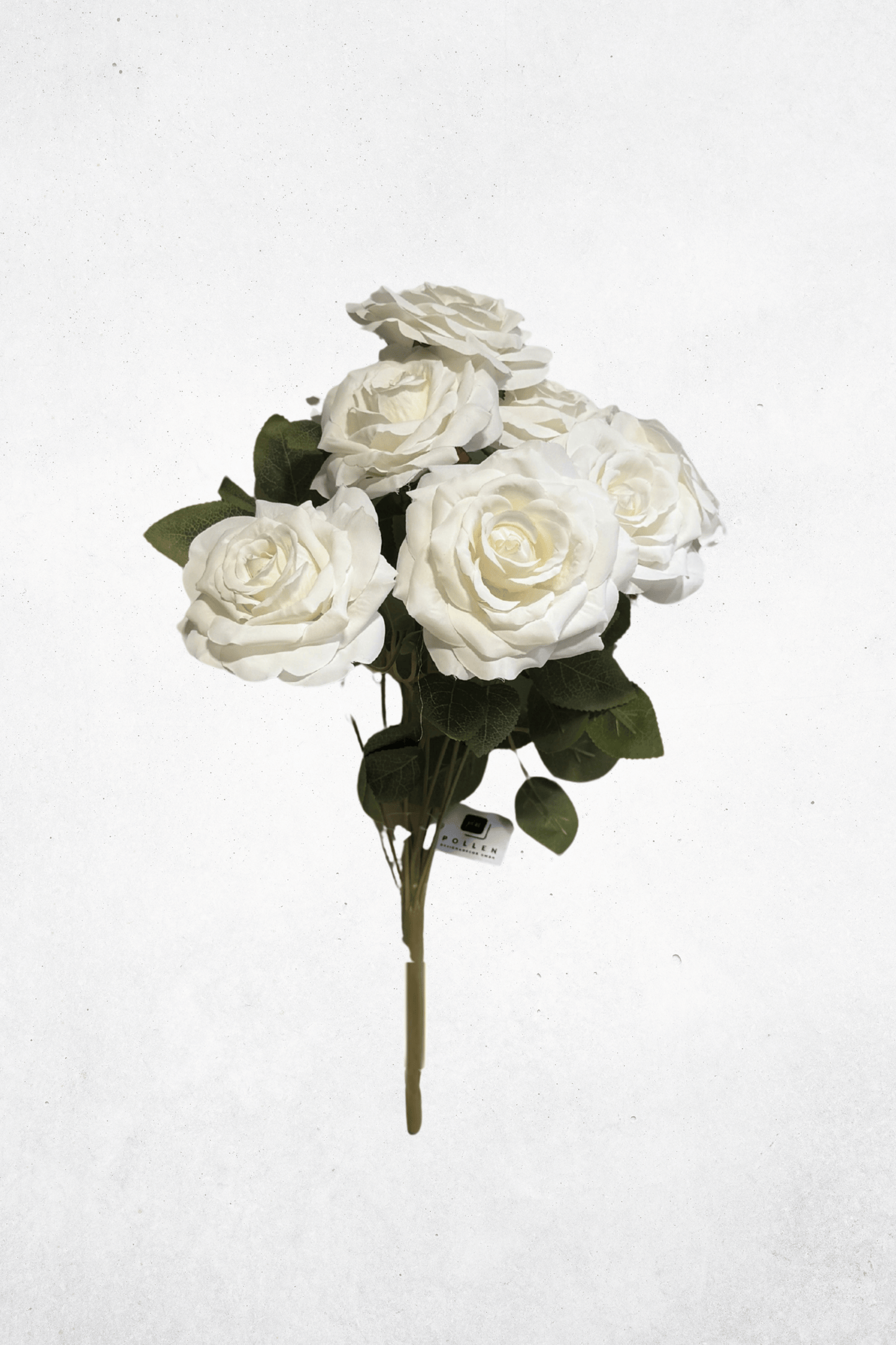 Kunstblume 9-Köpfige Rosen Weiß 42cm
