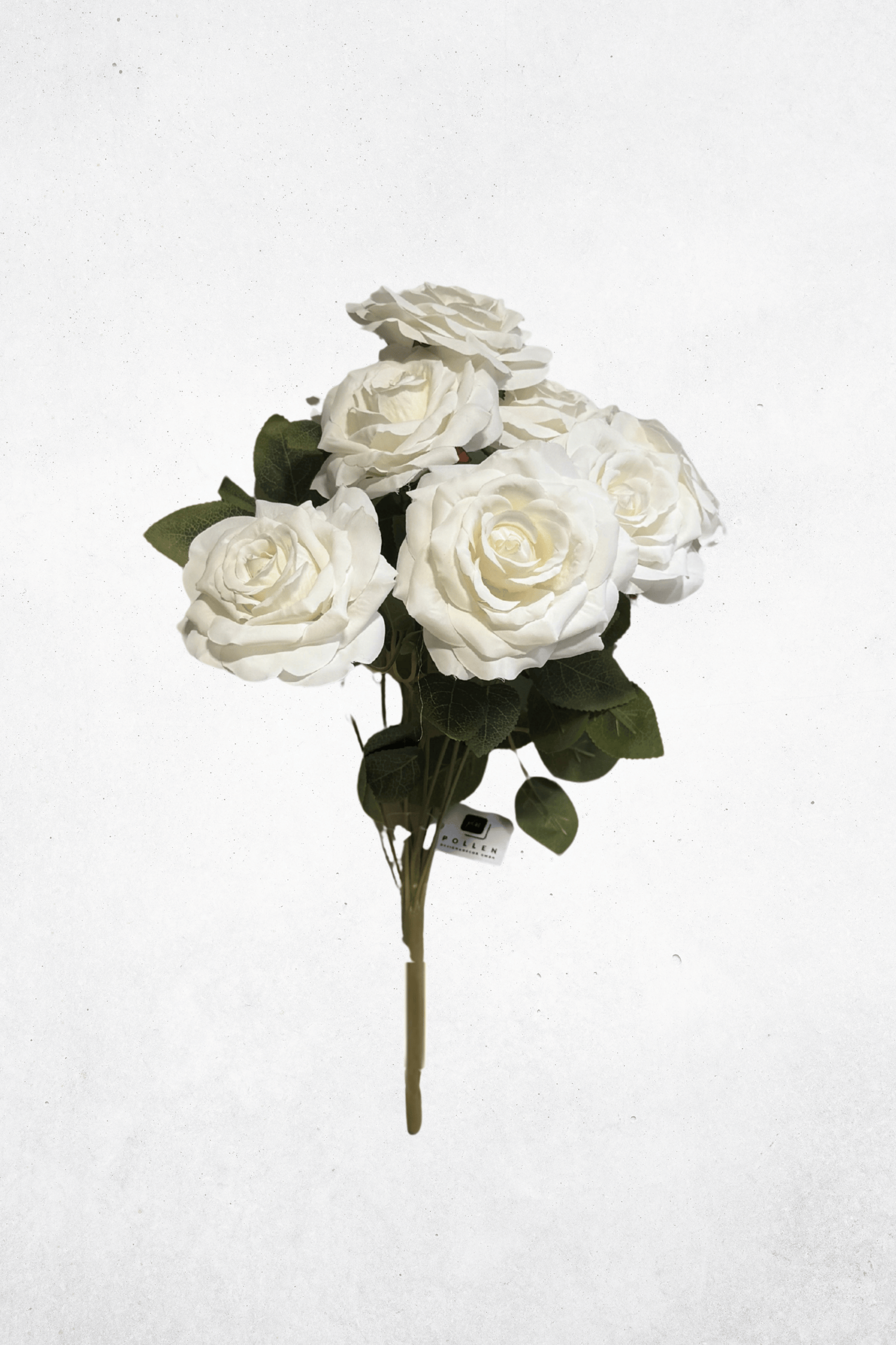 Kunstblume 9-Köpfige Rosen Weiß 42cm