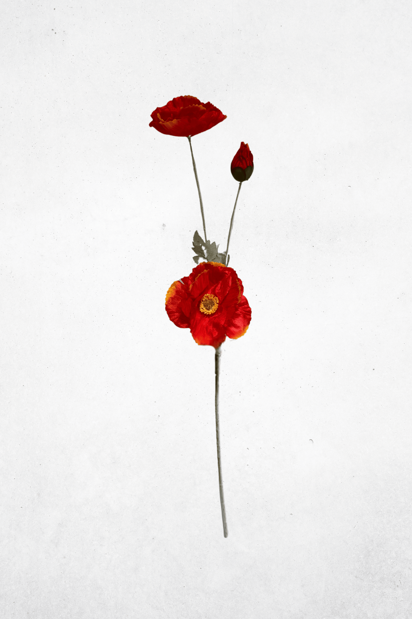 Kunstblume Mohnblume 3-Köpfig Hellrot 61cm