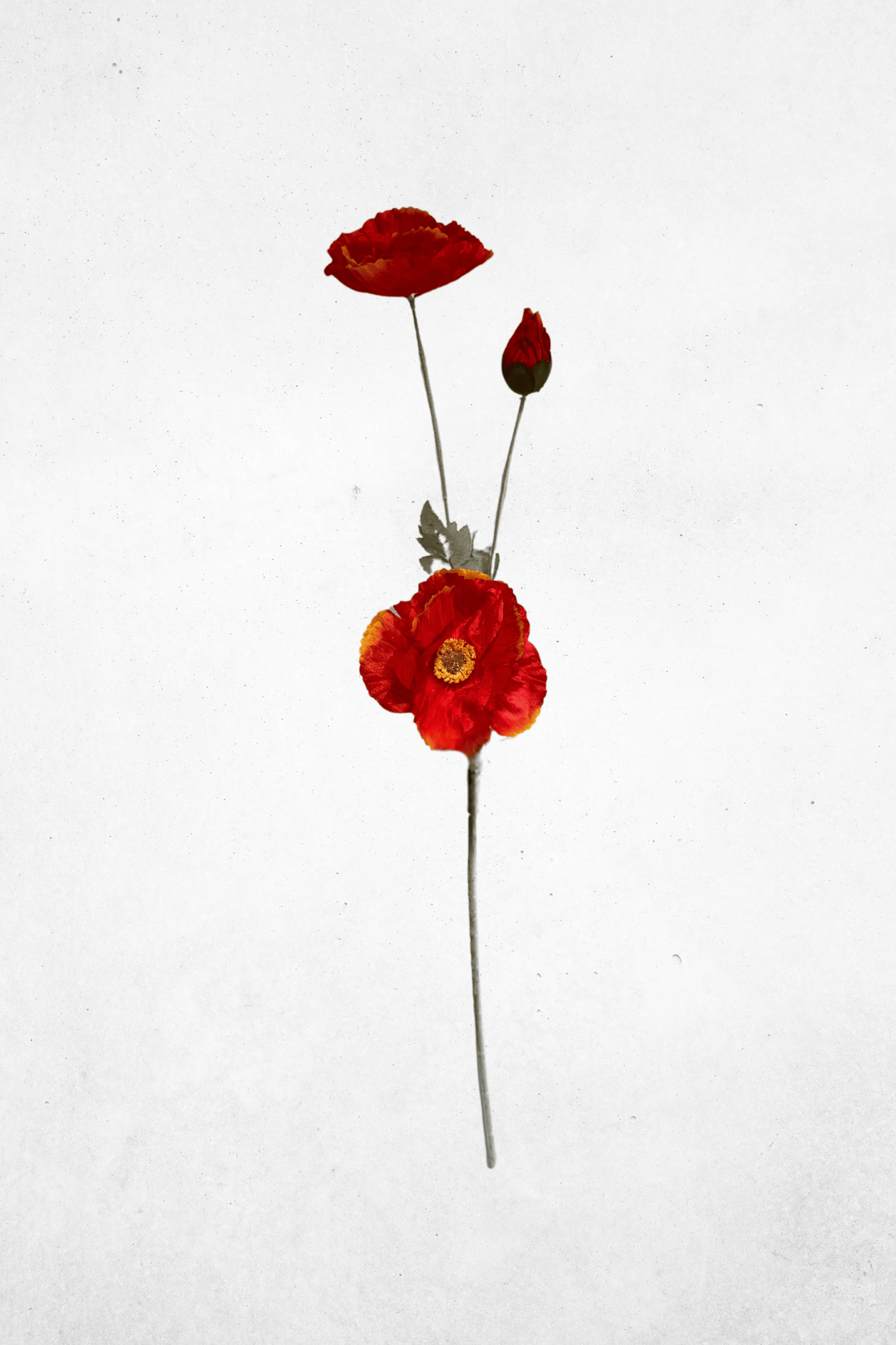 Kunstblume Mohnblume 3-Köpfig Hellrot 61cm