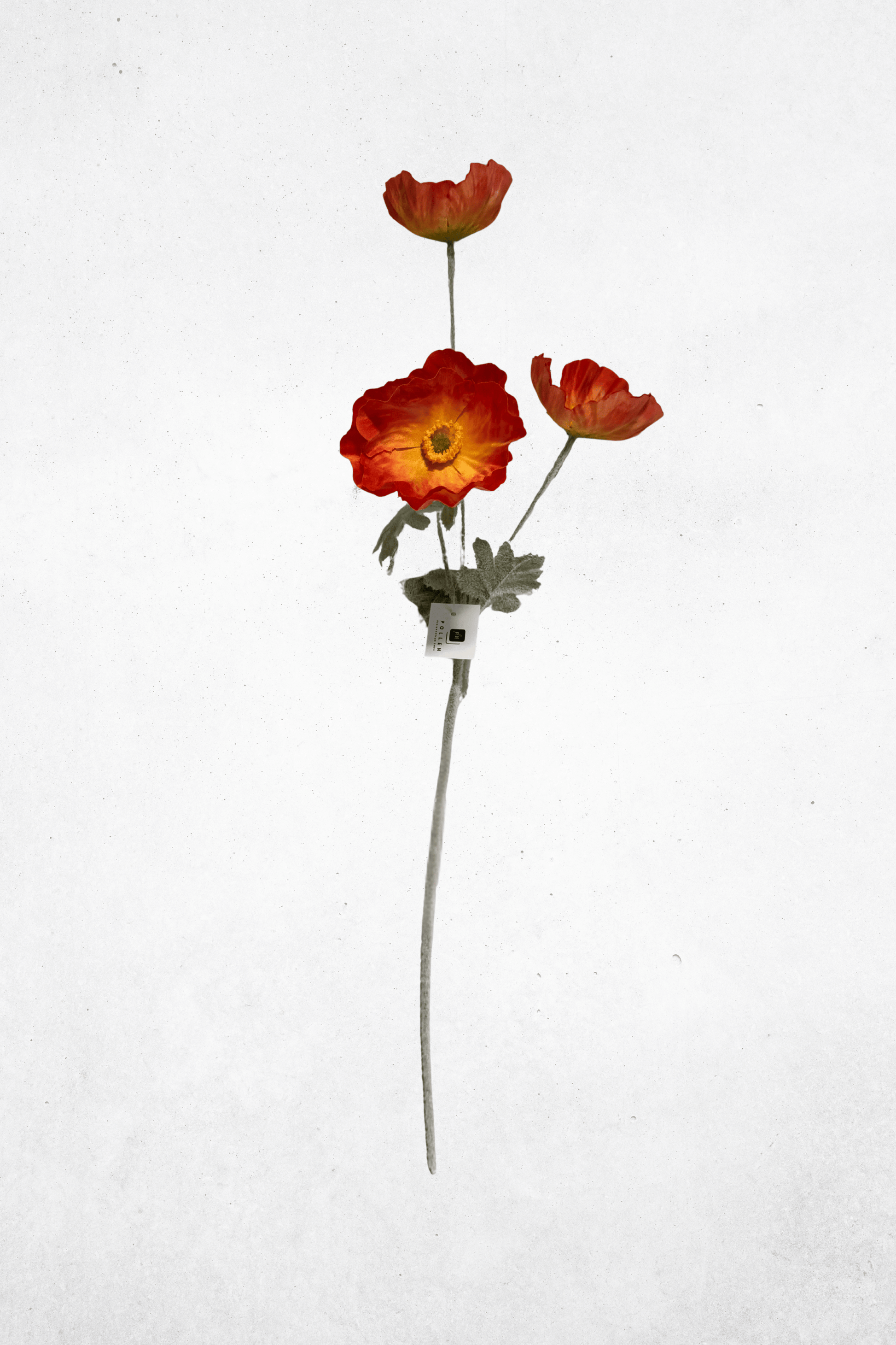 Kunstblume Mohnblume 3-Köpfig Orange 61cm