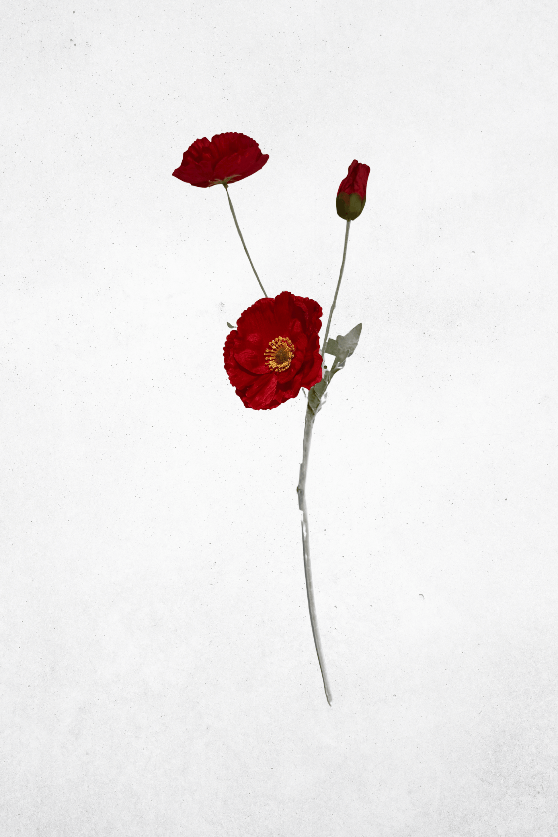 Kunstblume Mohnblume 3-Köpfig Rot 61cm