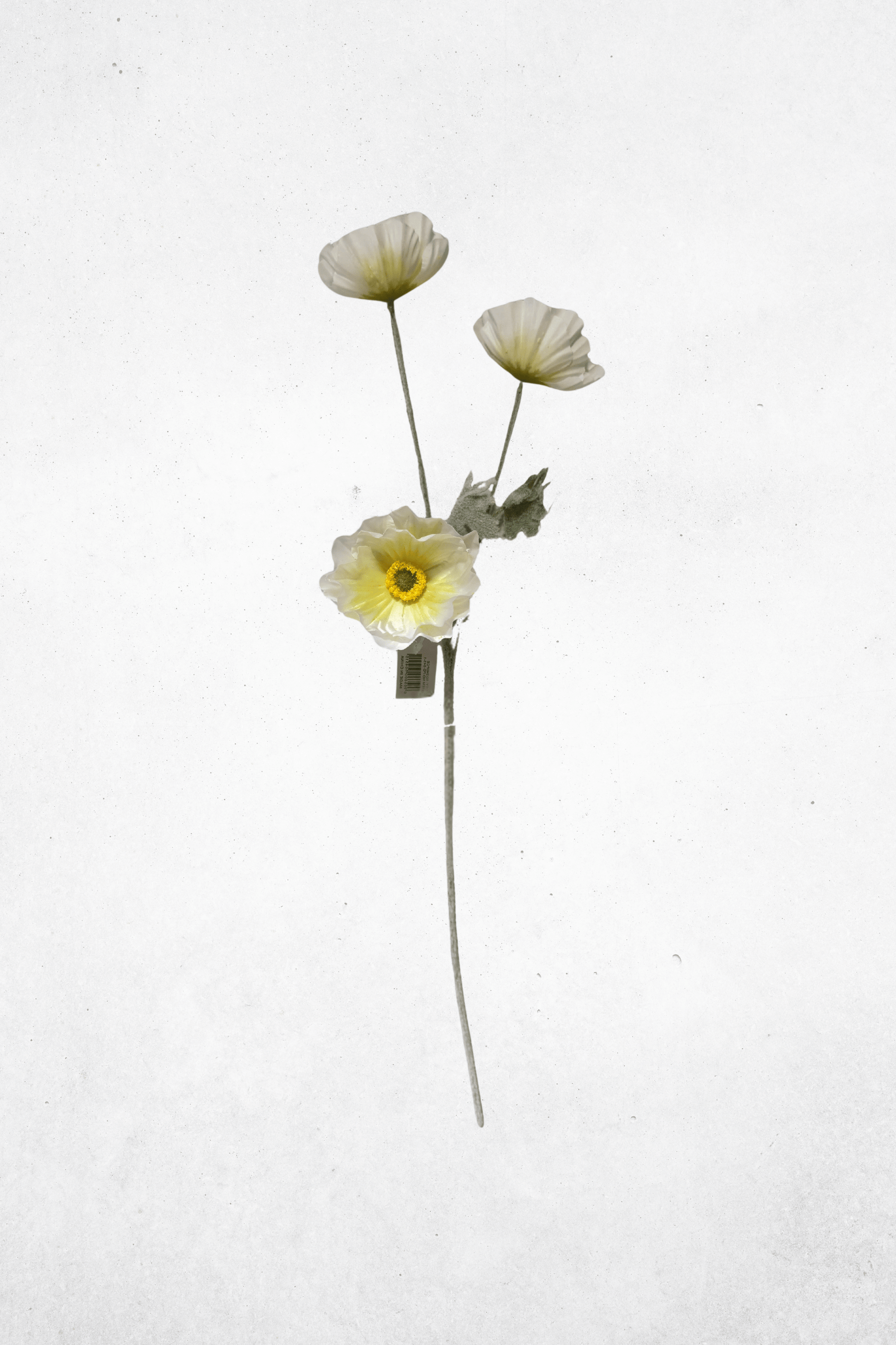 Kunstblume Mohnblume 3-Köpfig Weiss 61cm