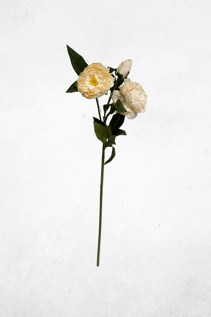 Kunstblume Pfingstrose 3-Köpfig Cremeweiß 75cm