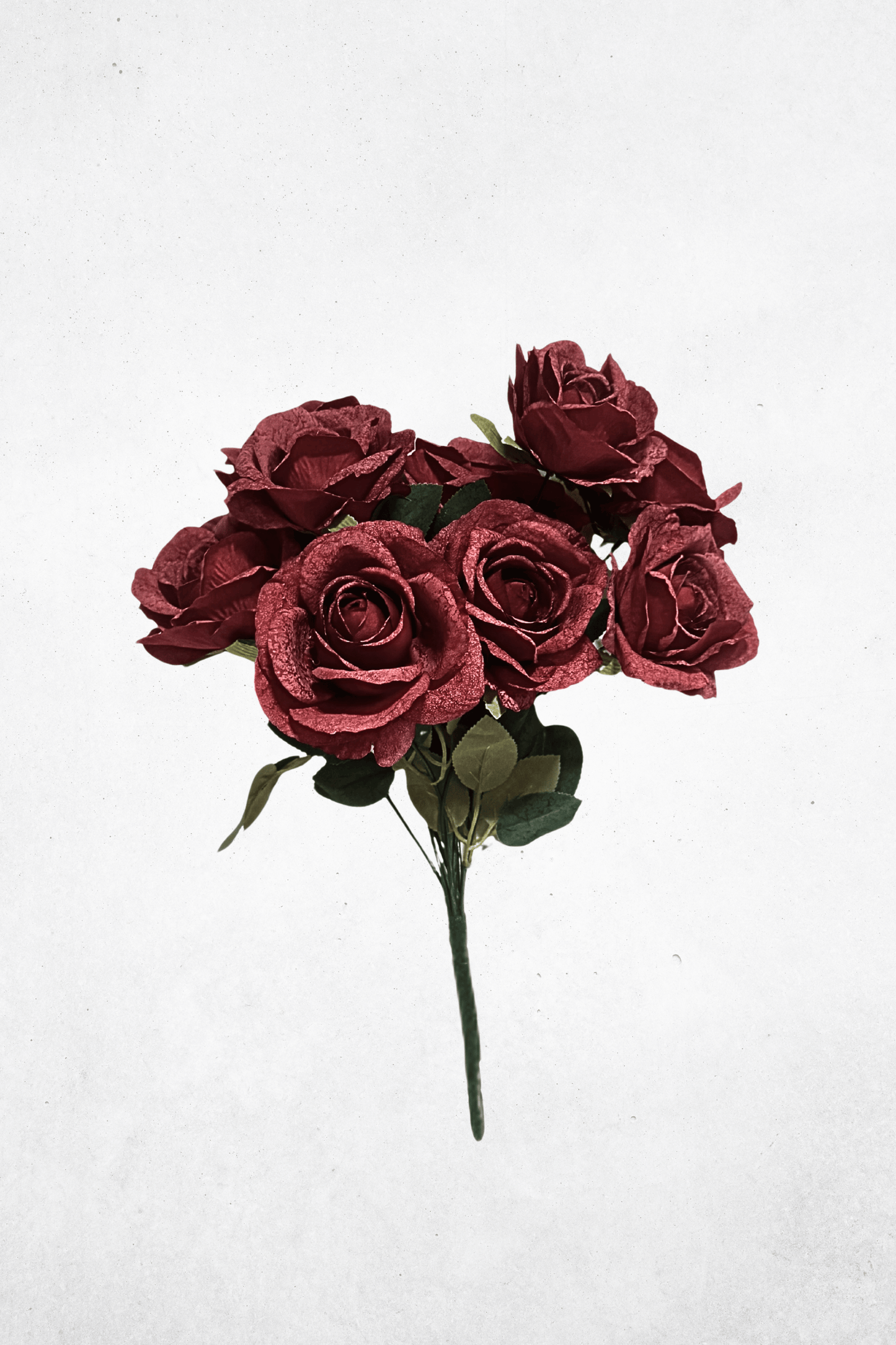 Kunstblume Rose 9-Köpfig Rot 45cm