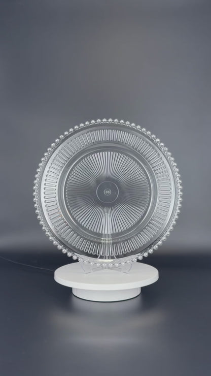 Transparente Platzteller mit Muster Perlenrand Gold/Silber/Transparent 32cm - Edle Tischunterlage für Hochzeiten & Gastronomie