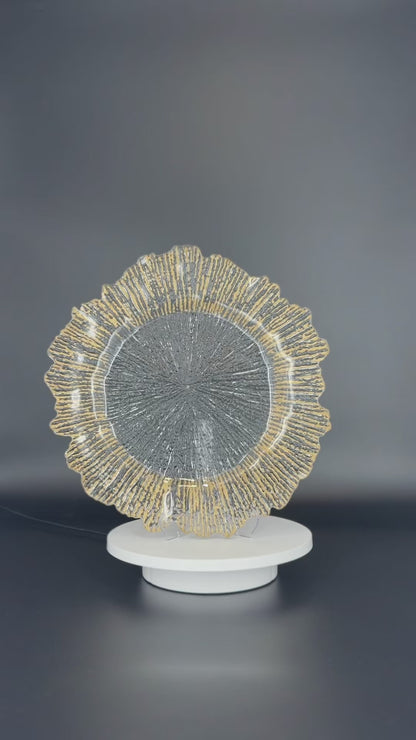 Platzteller Transparent/Gold Muster 32cm - Edle Tischunterlage für Hochzeiten & Gastronomie