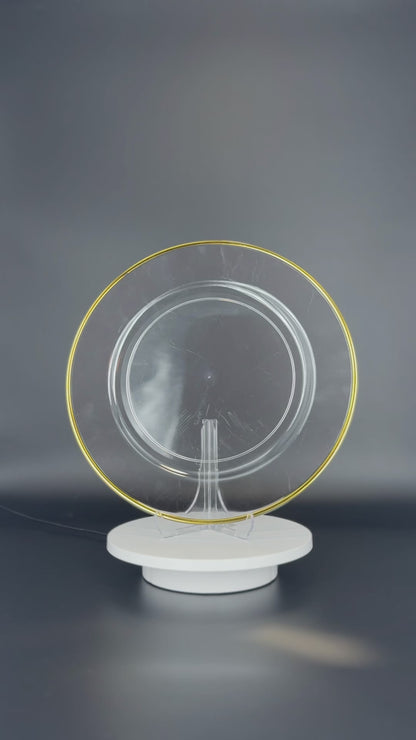 Transparenter Platzteller mit Musterrand Gold 32cm - Edle Tischunterlage für Hochzeiten & Gastronomie