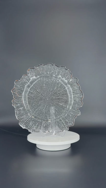 Transparente Platzteller mit Musterrand Gold/Silber 32cm - Edle Tischunterlage für Hochzeiten & Gastronomie