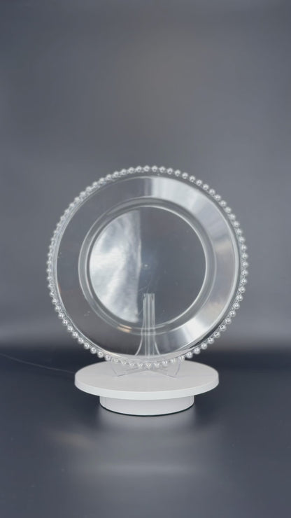 Transparente Platzteller mit Perlenrand Gold/Silber/Transparent/Schwarz 32cm - Edle Tischunterlage für Hochzeiten & Gastronomie