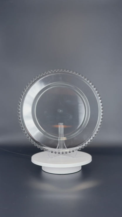 Transparente Platzteller mit Perlenrand Gold/Silber/Transparent/Schwarz 32cm - Edle Tischunterlage für Hochzeiten & Gastronomie