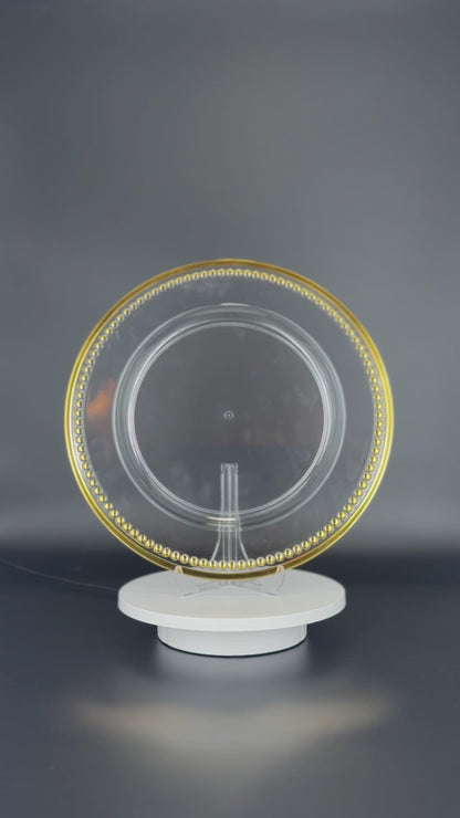 Platzteller mit Perlenrand Streifen Gold 32cm - Edle Tischunterlage für Hochzeiten & Gastronomie