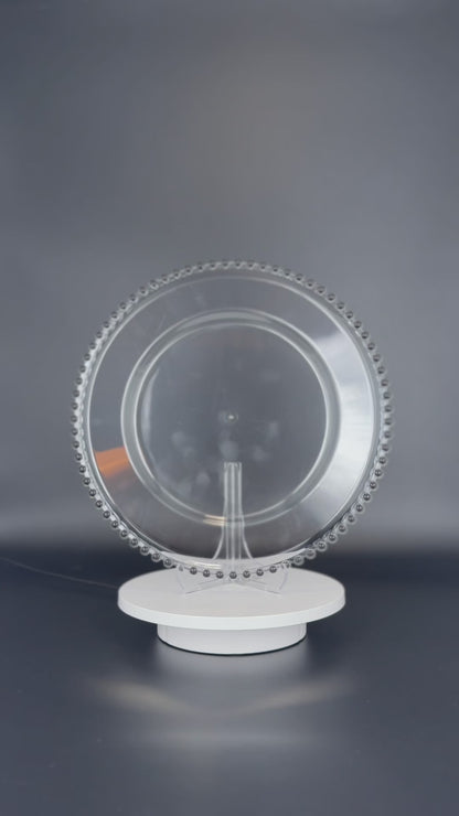 Transparente Platzteller mit Perlenrand Gold/Silber/Transparent/Schwarz 32cm - Edle Tischunterlage für Hochzeiten & Gastronomie