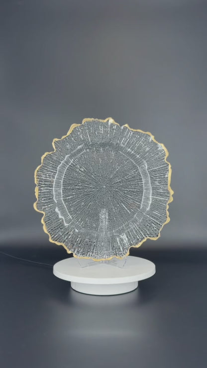 Transparente Platzteller mit Musterrand Gold/Silber 32cm - Edle Tischunterlage für Hochzeiten & Gastronomie