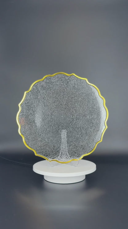 Transparenter Platzteller mit Musterrand Gold 32cm - Edle Tischunterlage für Hochzeiten & Gastronomie