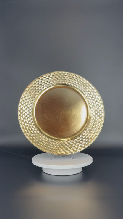 Platzteller Gold Hochglanz mit Muster 32cm - Edle Tischunterlage für Hochzeiten & Gastronomie