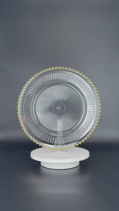 Transparente Platzteller mit Muster Perlenrand Gold/Silber/Transparent 32cm - Edle Tischunterlage für Hochzeiten & Gastronomie