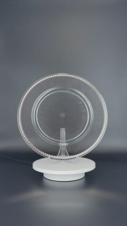 Transparente Platzteller mit Musterrand Gold/Silber 32cm - Edle Tischunterlage für Hochzeiten & Gastronomie