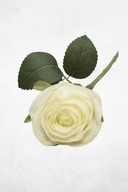 Kunstblume Rose - 50cm - Cremeweiß/Rot - Kunstrose für Tischdeko & Hochzeitsgestecke